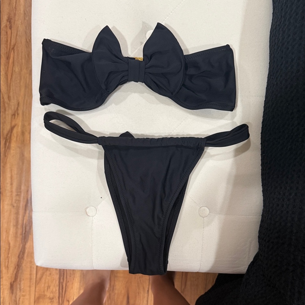 Miss Selfridge Black Bow Bikini